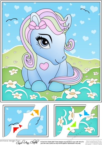 8 x 8 Cute Little Pony Scalloped Corner Topper 