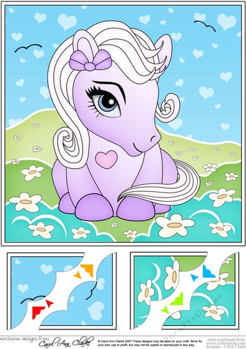 8 x 8 Cute Little Pony Scalloped Corner Topper 