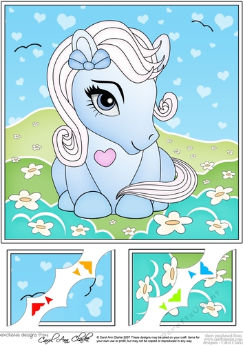 8 x 8 Cute Little Pony Scalloped Corner Topper 