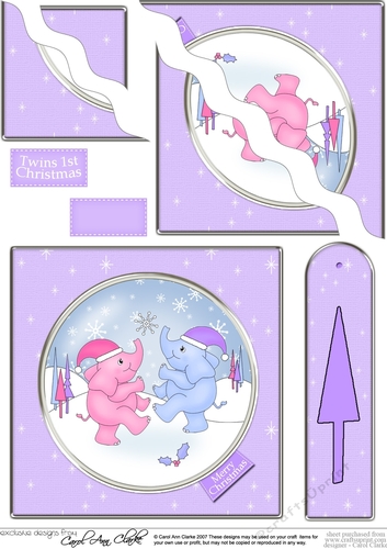 Cute Christmas Baby Elephants - Wavey Corner Stacker