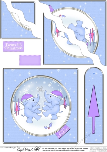 Cute Christmas Baby Elephants - Wavey Corner Stacker