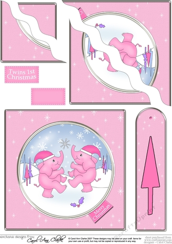 Cute Christmas Baby Elephants - Wavey Corner Stacker