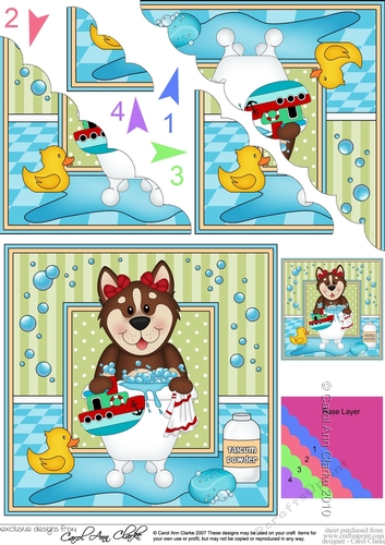 Scalloped Corner Stacker - Bathtub Buddies - Little Husky Dog