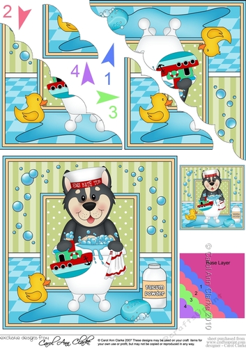 Scalloped Corner Stacker - Bathtub Buddies - Little Husky Dog