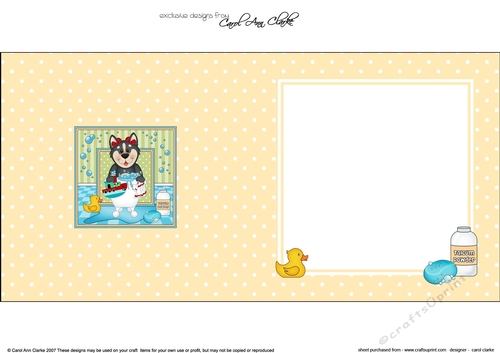 Square Landscape Insert - Bathtub Buddies - Little Husky Dog