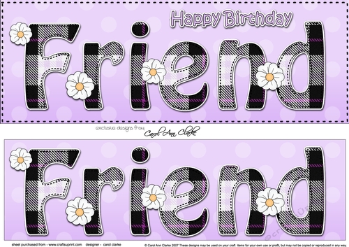 Large DL Happy Birthday FRIEND 3D decoupage with Tartan