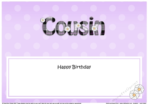 Large DL Happy Birthday COUSIN insert with Tartan