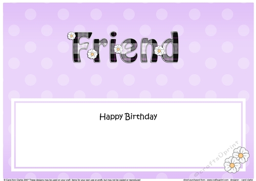 Large DL Happy Birthday FRIEND insert with Tartan