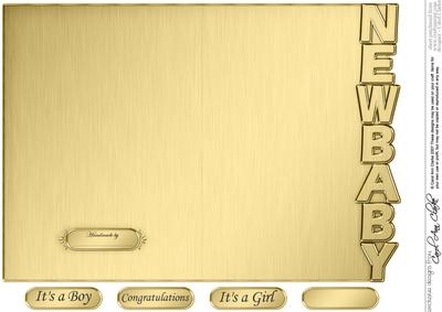 5 x 7 Elegant Metallic New Baby Shaped Card