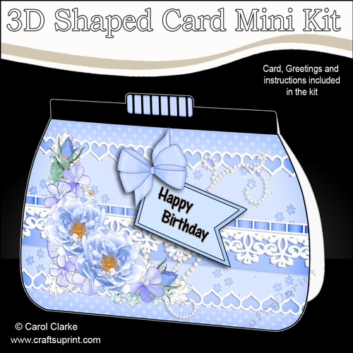 3D Shaped Card  Kit - A Touch of Elegance Flowers, Lace & Pearls Clutch Bag