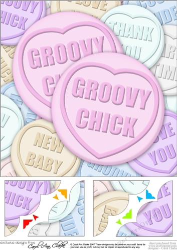 Groovy Chick Sweet Heart - 8 x 8 Scalloped corner Topper