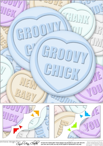 Groovy Chick Sweet Heart - 8 x 8 Scalloped corner Topper