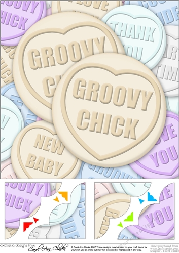 Groovy Chick Sweet Heart - 8 x 8 Scalloped corner Topper
