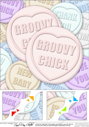 Groovy Chick Sweet Heart - 8 x 8 Scalloped corner Topper