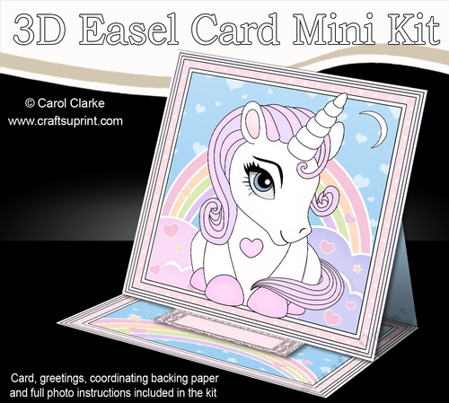3D Easel Card Mini Kit - Cute Little Unicorn
