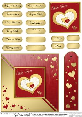 Elegant Hearts Quick Card with Greetings