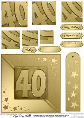 40th Metallic Age Quick Card with Twisted Pyramage