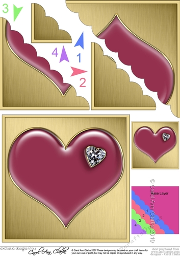 Romantic Enamel Heart  - Scallop Corner side stacker Topper
