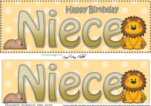 Large DL Happy Birthday NIECE 3D decoupage with Cute Lion