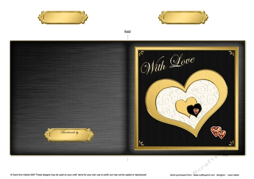 Romantic Elegant Hearts - Cut and Fold Card 