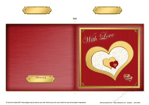 Romantic Elegant Hearts - Cut and Fold Card 