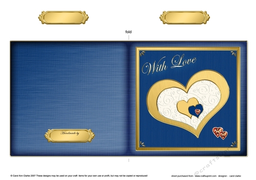 Romantic Elegant Hearts - Cut and Fold Card 
