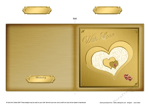 Romantic Elegant Hearts - Cut and Fold Card 