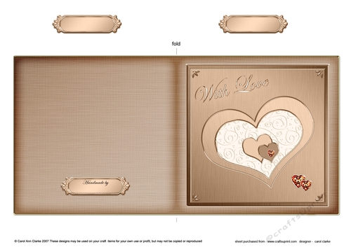 Romantic Elegant Hearts - Cut and Fold Card 
