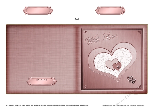 Romantic Elegant Hearts - Cut and Fold Card 