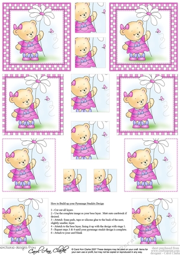 Hunney Bear Rosie has a Flower -  Pyramage sheet