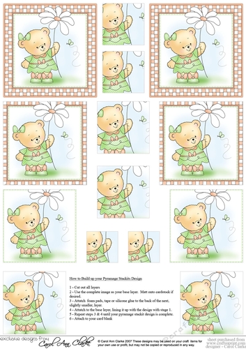 Hunney Bear Rosie has a Flower -  Pyramage sheet