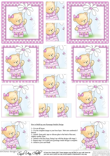 Hunney Bear Rosie has a Flower -  Pyramage sheet