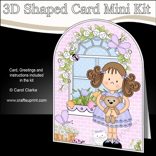 3D Shaped Card  Kit - Country Cottage Girlz Zoe has a Rose