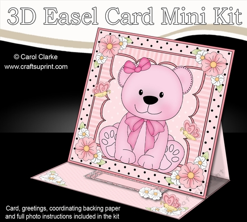 3D Easel Card Mini Kit - Cute Little Teddy Bear