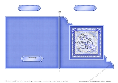 Romantic Roses  - Cut and Fold Corner Card 