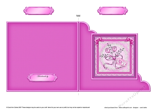 Romantic Roses  - Cut and Fold Corner Card 