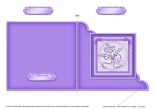 Romantic Roses  - Cut and Fold Corner Card 