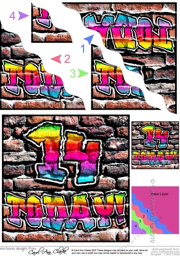 Graffiti 14th Birthday Wavy Corner side stacker