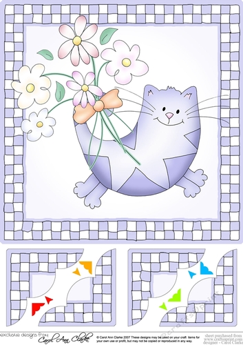 Cute Cat - 8 x 8 Scalloped Corner Topper 