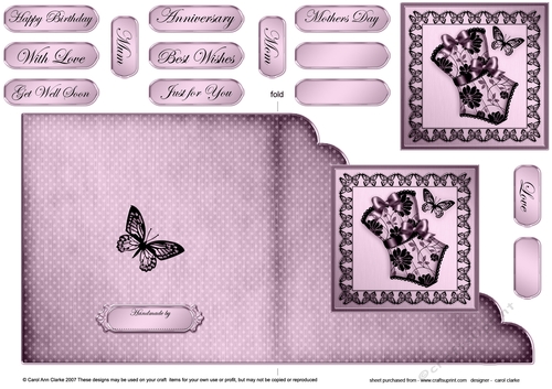 Elegant Boudoir - Cut and Fold Corner Card 