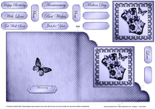 Elegant Boudoir - Cut and Fold Corner Card 