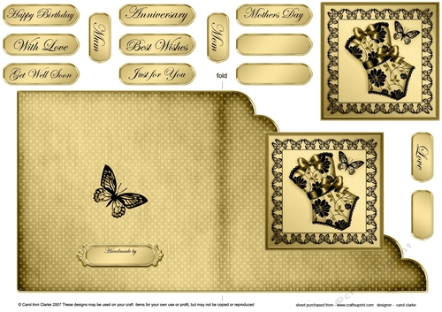Elegant Boudoir - Cut and Fold Corner Card 