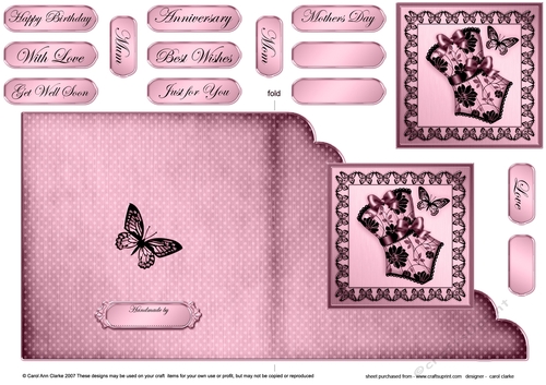Elegant Boudoir - Cut and Fold Corner Card 