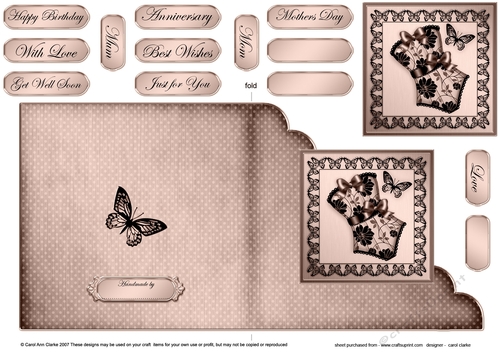 Elegant Boudoir - Cut and Fold Corner Card 