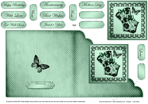 Elegant Boudoir - Cut and Fold Corner Card 