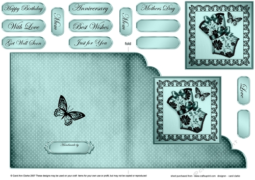 Elegant Boudoir - Cut and Fold Corner Card 