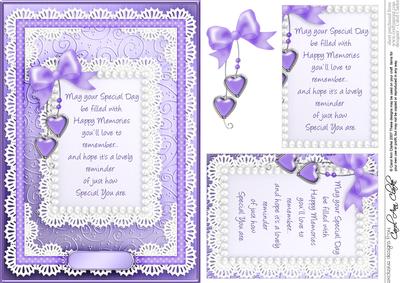 A5 Special Day Lace and Pearls Quick Card with Pyramage