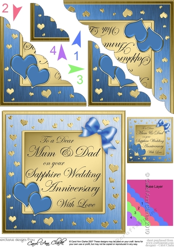 Mum & Dad Sapphire Wedding Anniversary - Scallop Corner Stacker