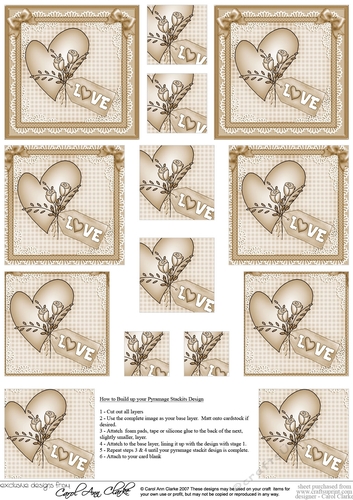 Love Heart Pyramage sheet
