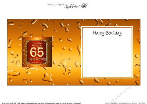 65th Birthday Grandad Beer Label square landscape insert